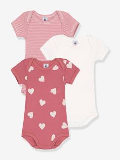 -Lot de 3 bodies manches courtes coeurs bébé PETIT BATEAU