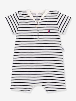 -Combicourte bébé à col vareuse PETIT BATEAU en coton rayé