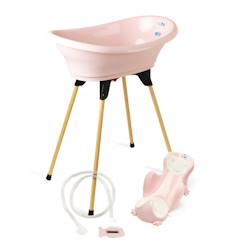 Puériculture-Pack baignoire THERMOBABY VASCO 5 en 1 Rose poudre - Fabriqué en France