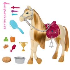 Jouet-LES MYSTÈRES DE BARBIE - À la Poursuite du Cheval Perdu Barbie et son cheval Tornade, HXJ42