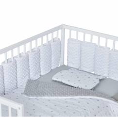 -Tour de lit modulable 10 pièces en minky extra doux, MINKY Blanc Pour lit bébé de 60x120 ou 70x140 cm