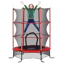 Jouet-Trampoline Enfant HOMCOM Ø 1,63 × 1,9H m Filet de sécurité Porte zipée Couvre-Ressorts 6 poteaux rembourrés Inclus Rouge