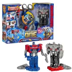 Jouet-Pack de 2 figurines Optimus Prime (Orion Pax) et Megatron (D-16) de 11 cm, jouets dès 6 ans, Transformers One Robot Battlers