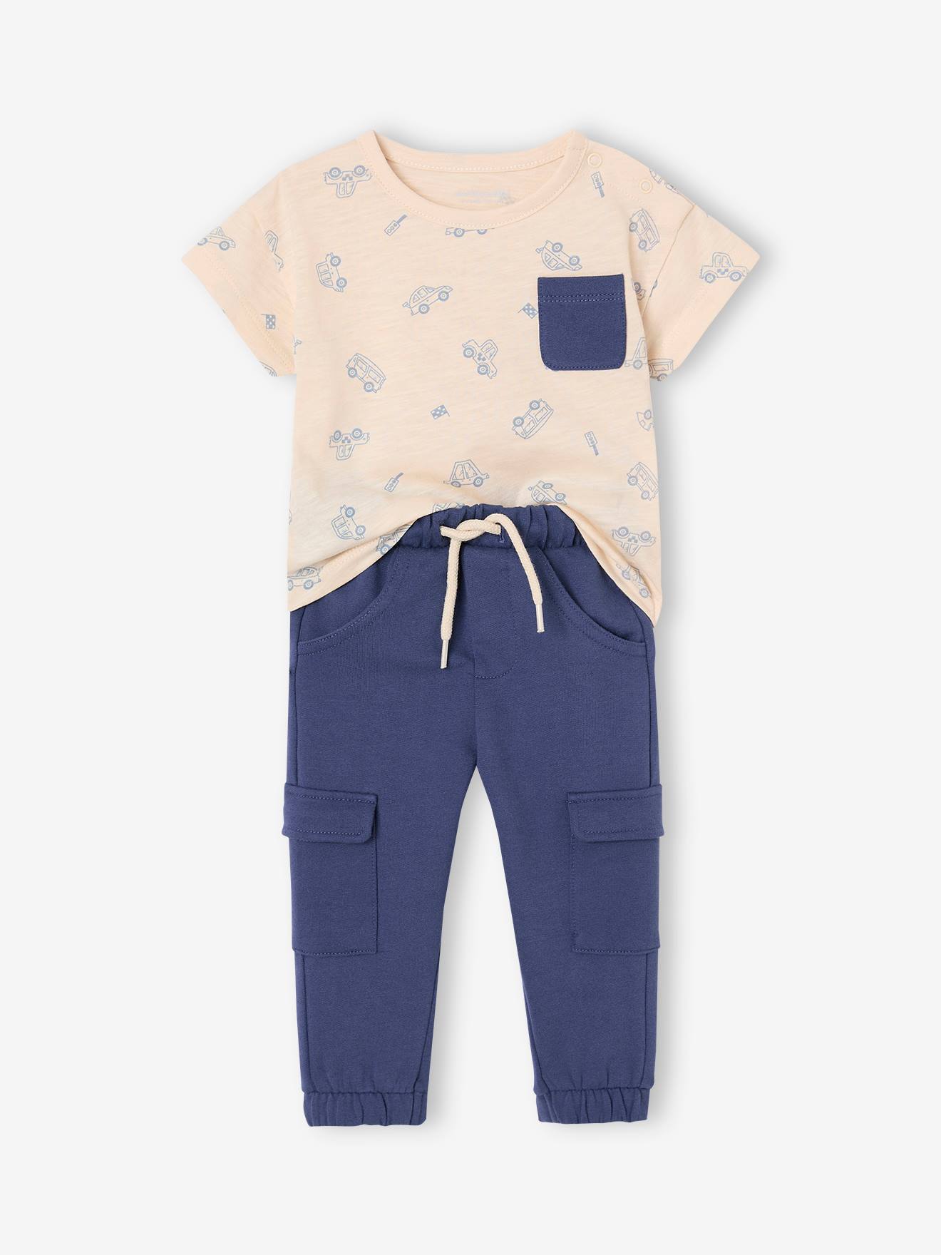 Ensemble T-shirt et pantalon en molleton bébé indigo
