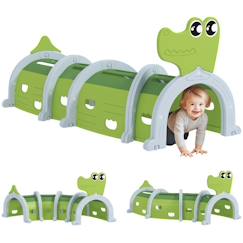 Jouet-Tunnel enfant en forme de crocodile - AIYAPLAY - modulable - enfants de 3 à 6 ans ramper et grimper - intérieur et extérieur - vert