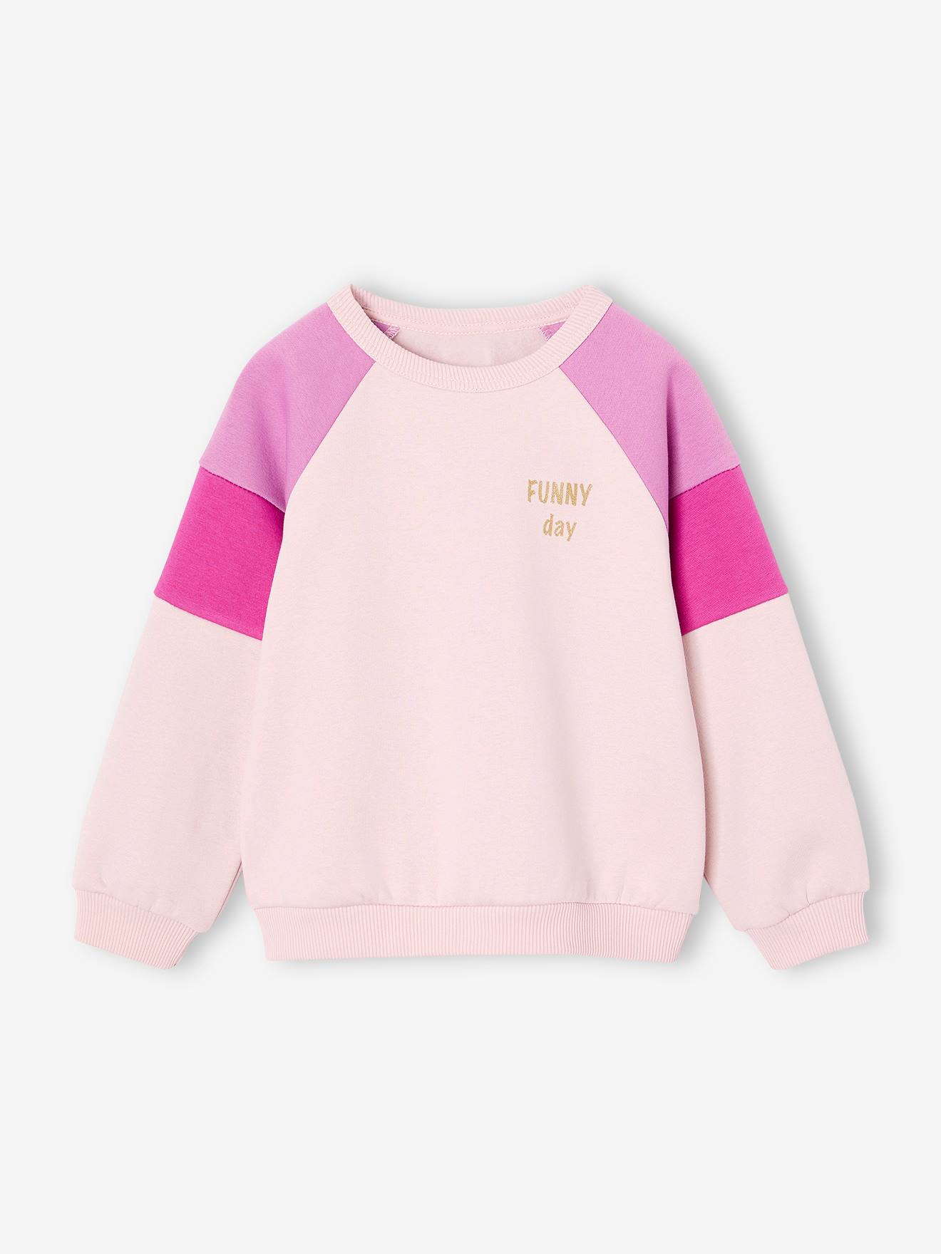 Sweat colorblock fille rose pâle