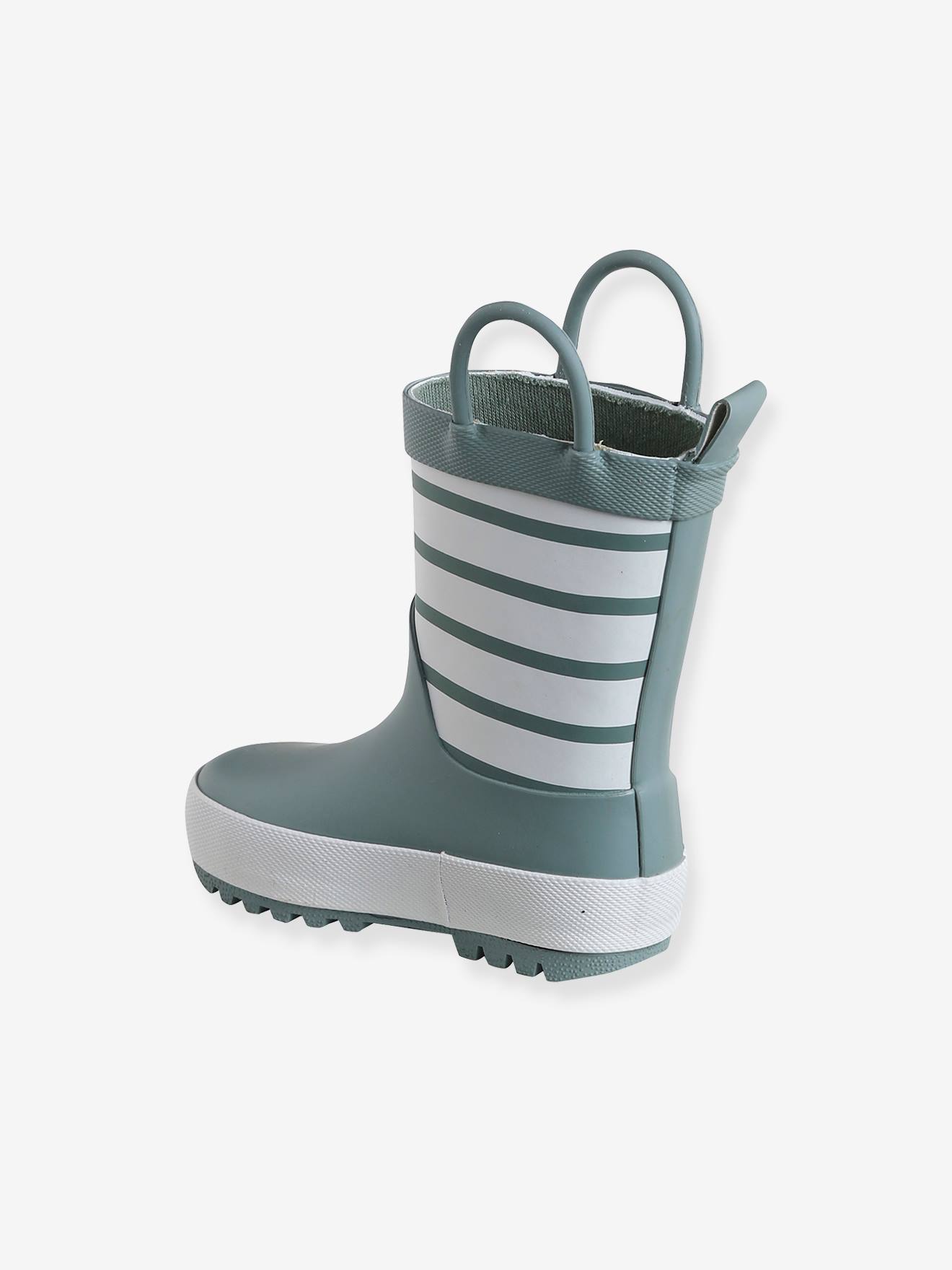 Bottes De Pluie Enfant VERTBAUDET Rayées Marine - Taille 22, Caoutchouc Antidérapant