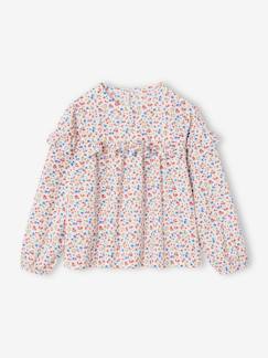 -Blouse à volants imprimée fleurs fille