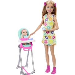 Jouet-Barbie Skipper Coffret Babysitters Inc, 1 poupée, 1 bébé, accessoires HTK35