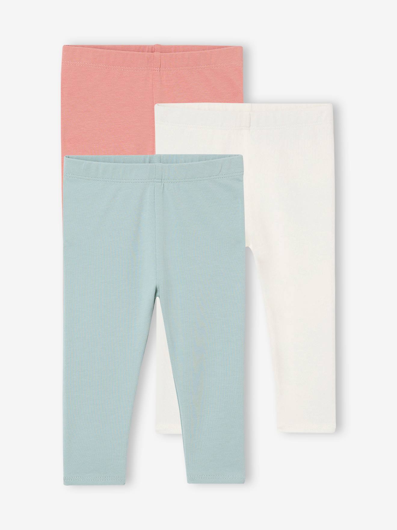 Lot 3 leggings unis bébé bleu grisé