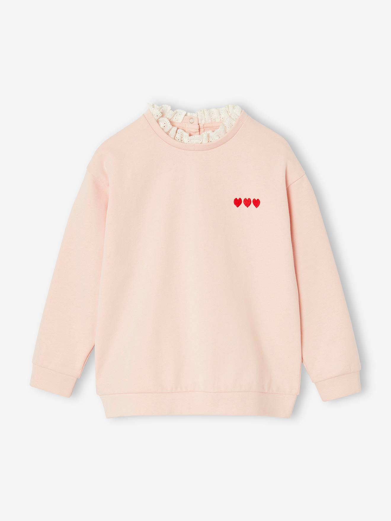 Sweat col fantaisie fille rose pâle