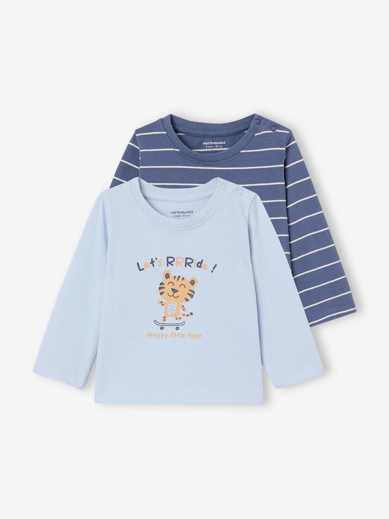 Lot de 2 T-shirts manches bébé bleu ciel