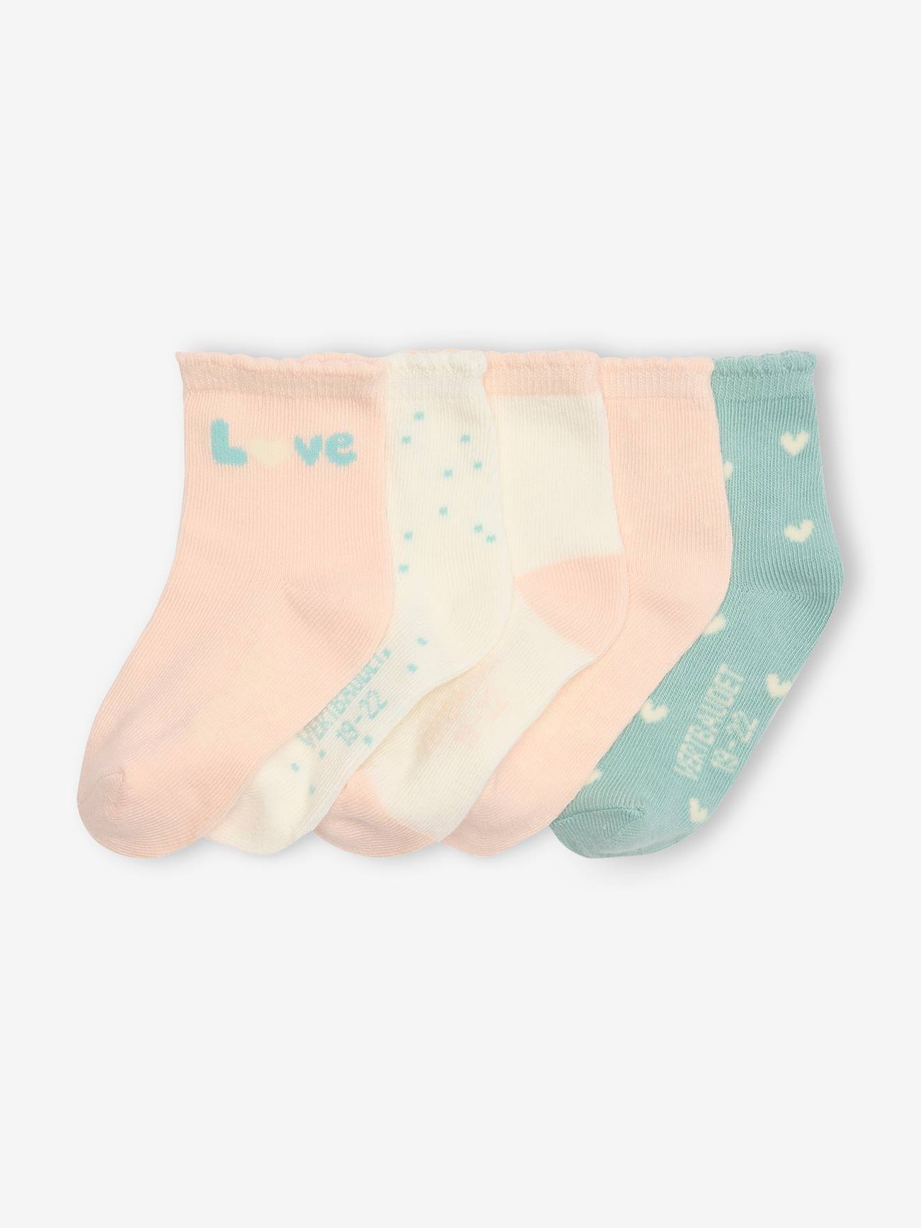Lot de 5 paires de chaussettes love bébé assorties