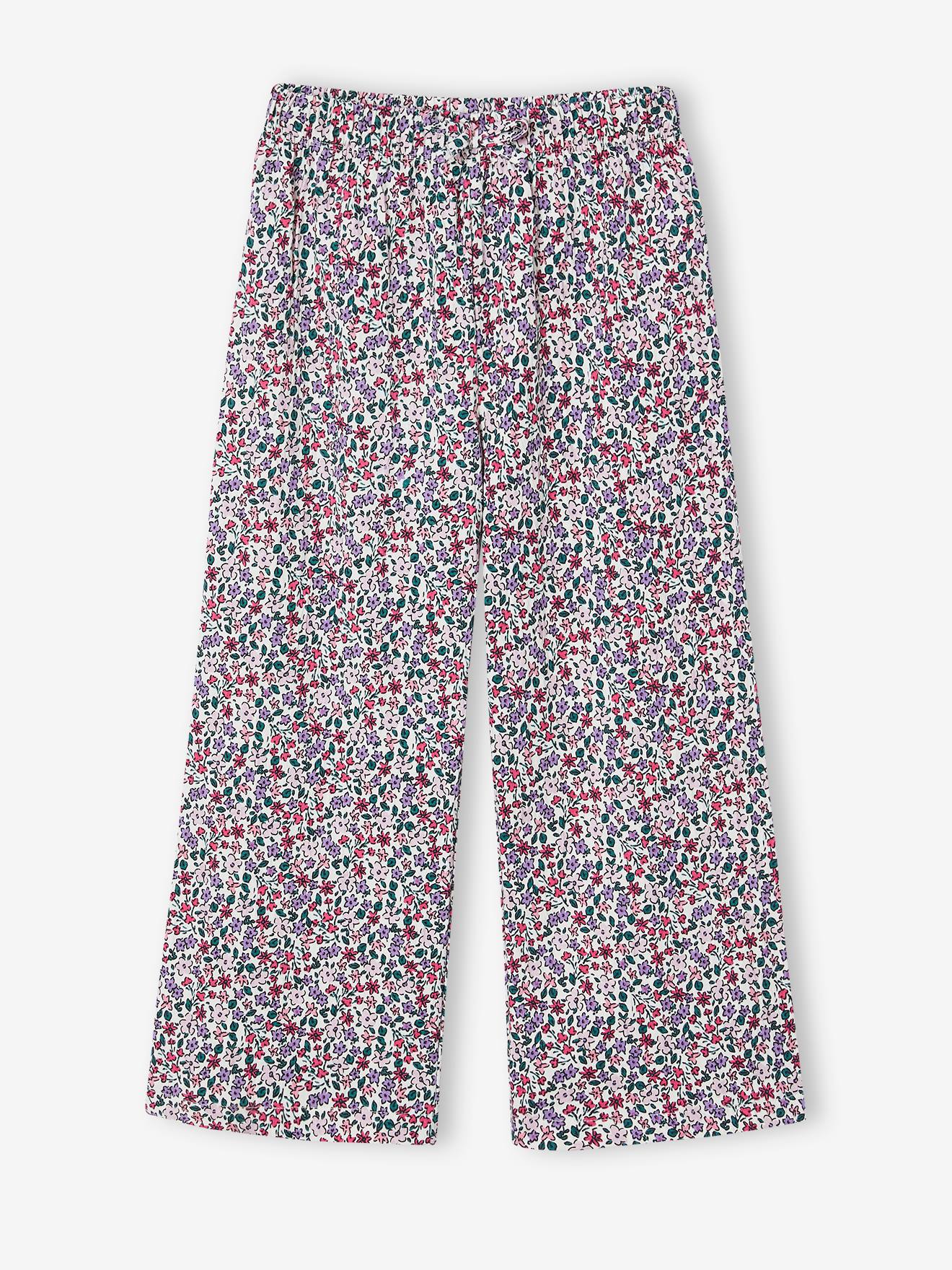 Pantalon legging large fille écru