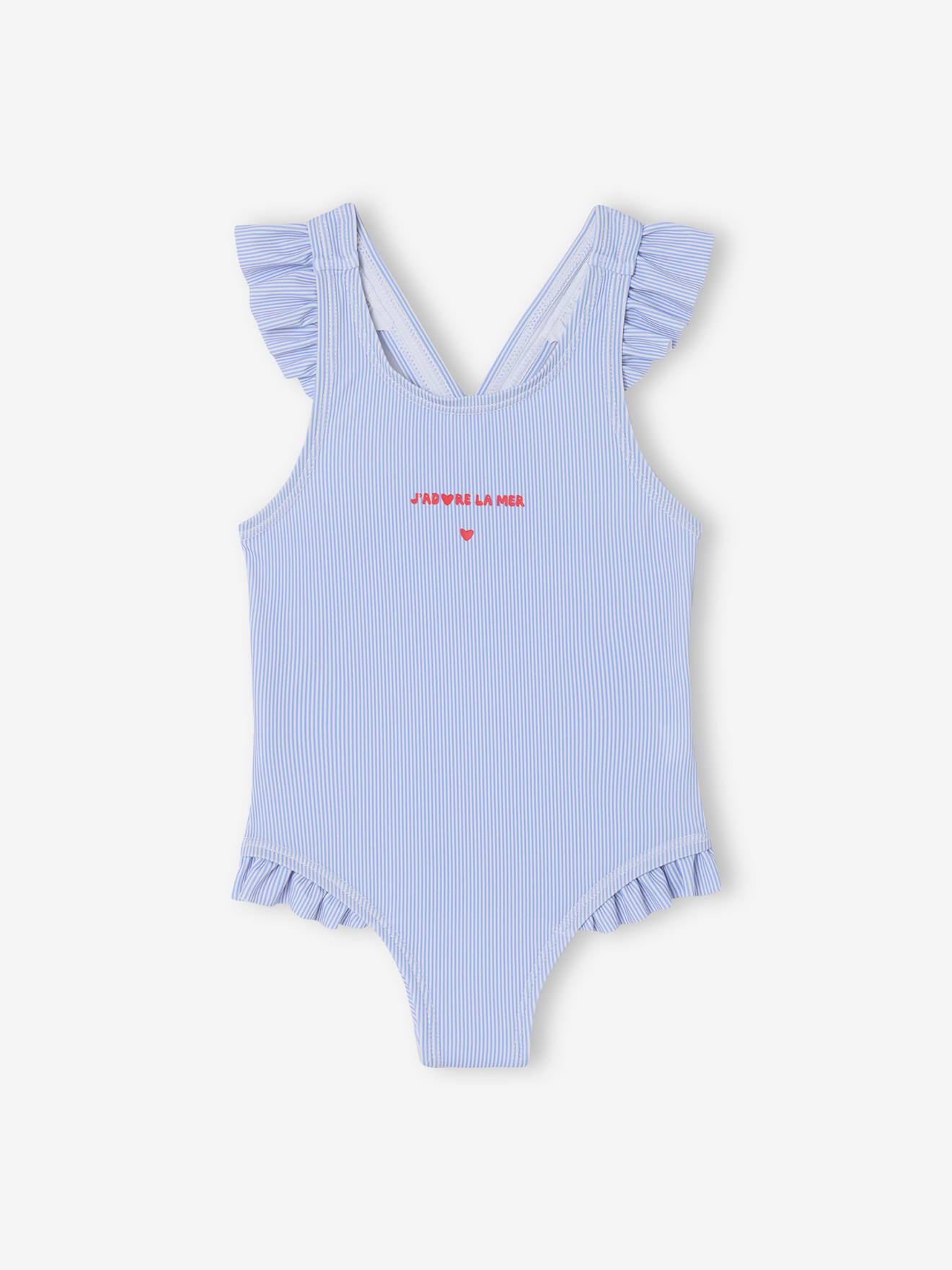 Maillot de bain 1 pièce rayé bébé fille rayé bleu/blanc