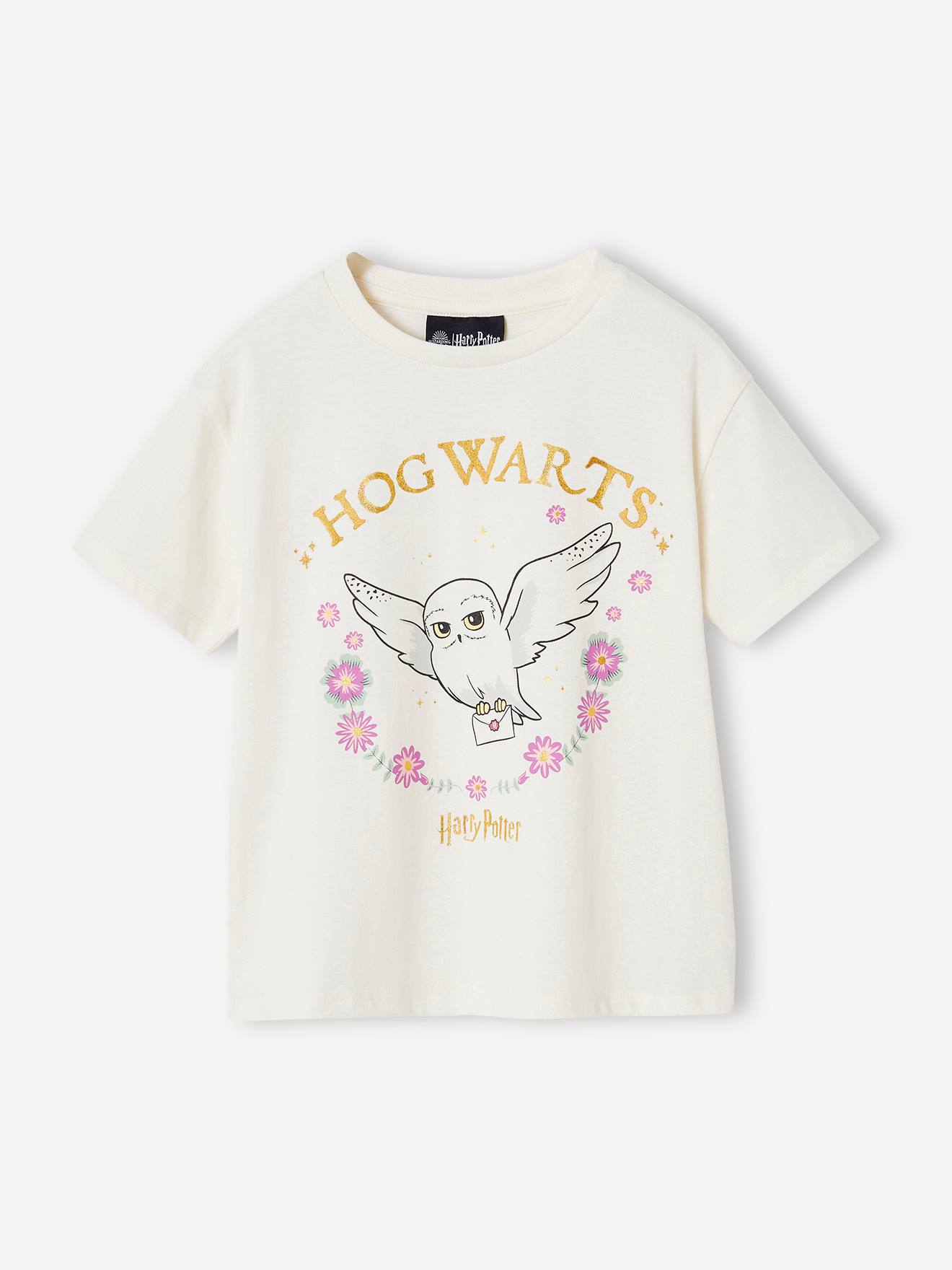 Tshirt Harry Potter fille Hedwige écru