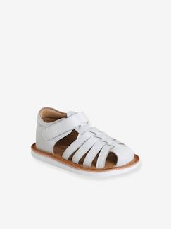 Chaussures-Chaussures bébé 17-26-Marche fille 19-26-Sandale scratchées cuir bébé bout fermé