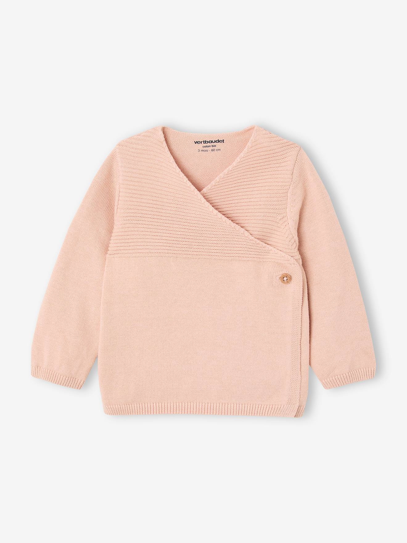 Brassière bébé naissance en tricot de coton bio rose