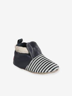 -Chaussons élastiqués bicolores en cuir souple bébé