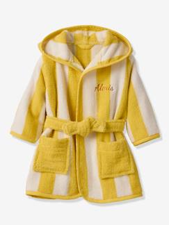 Linge de maison et décoration-Peignoir de bain Bébé rayures TRANSAT capsule famille personnalisable, avec coton recyclé