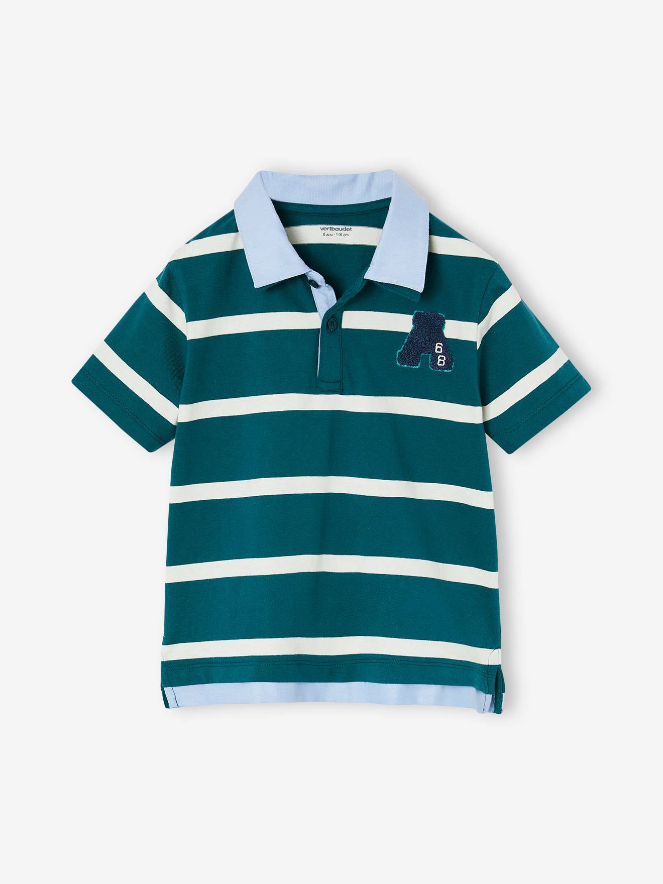 Polo effet 2 en 1 garçon vert sapin