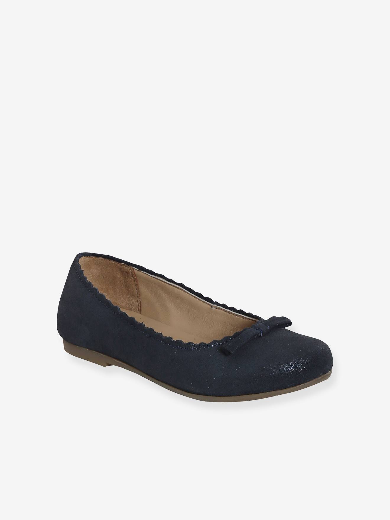 Ballerines cuir fille bleu marine