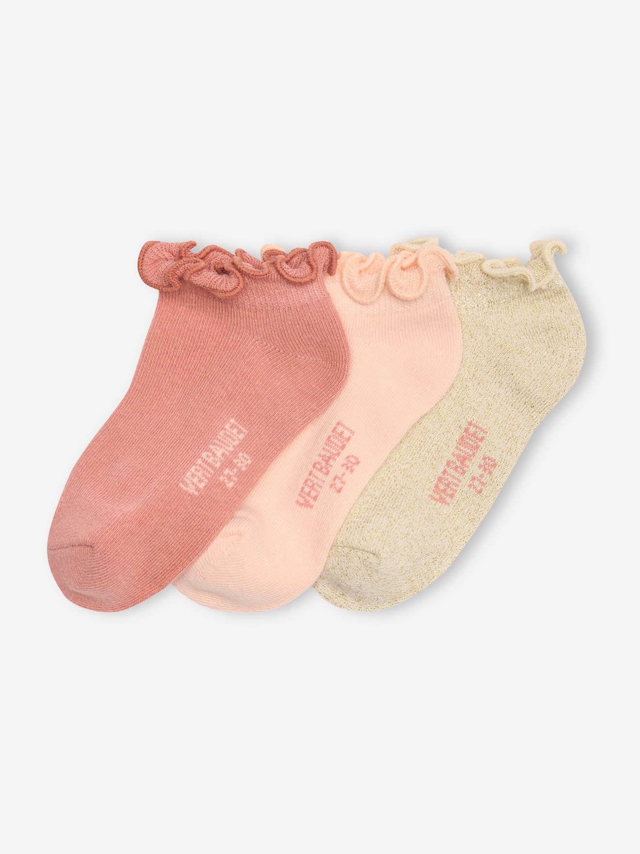 Lot de 3 paires de socquettes volantées fille assorties