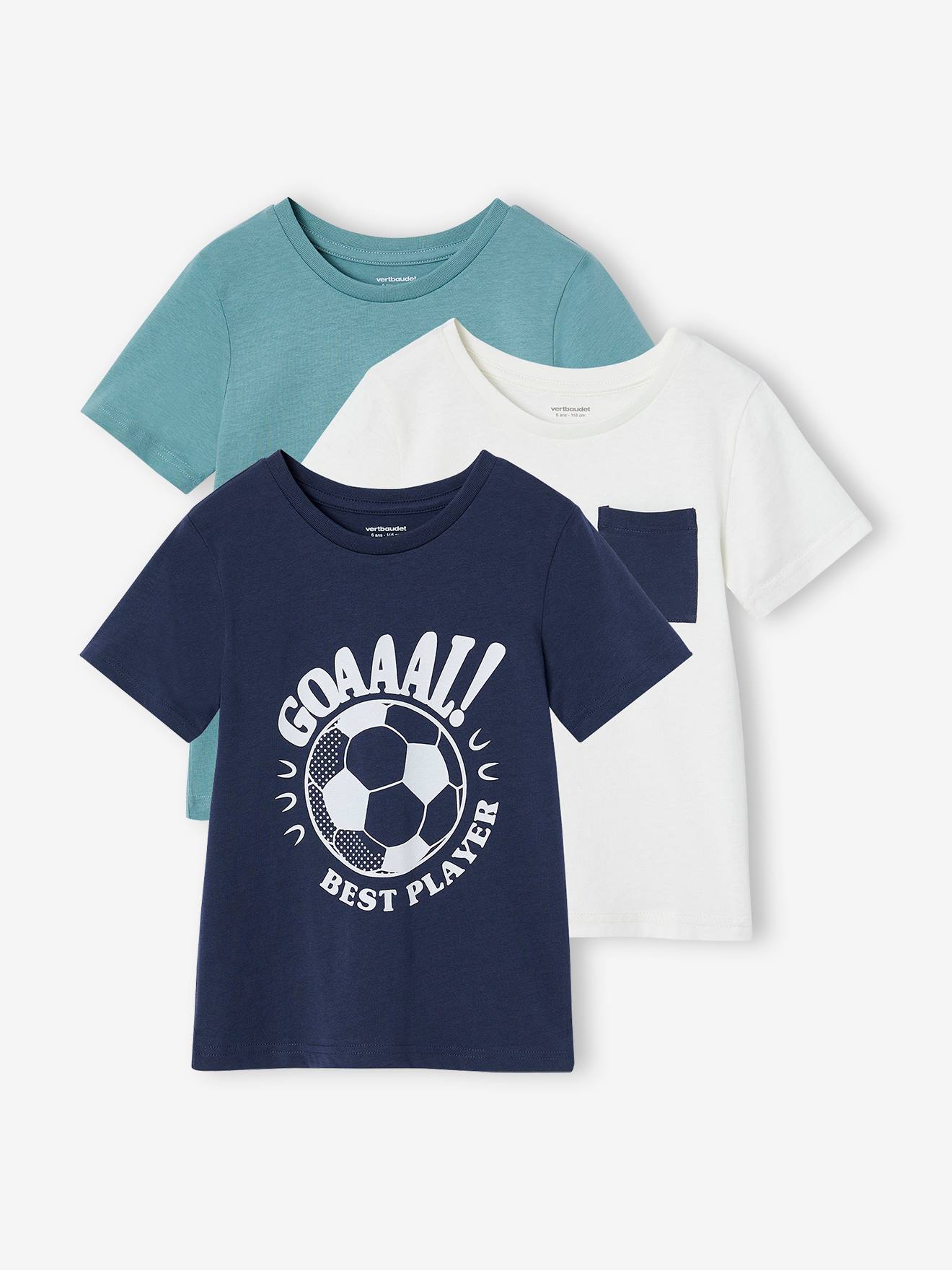 Lot de 3 t-shirts garçon manches courtes bleu nuit