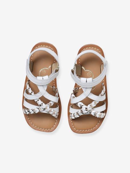 Sandales scratchées cuir enfant collection maternelle blanc+lot bleu 4 - vertbaudet enfant 