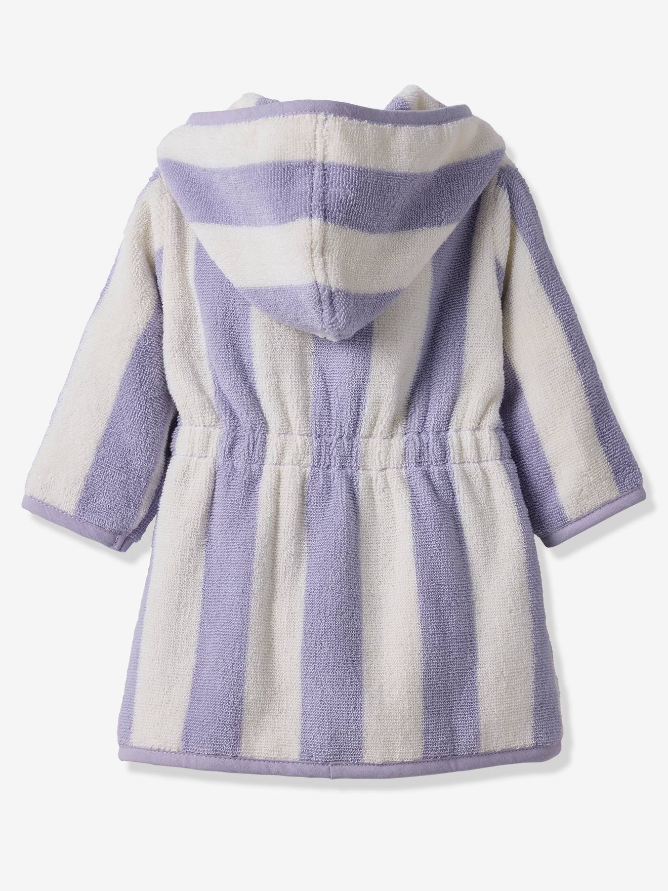 Peignoir de bain Bb rayures TRANSAT capsule famille personnalisable avec coton recycl ray violet 18 €