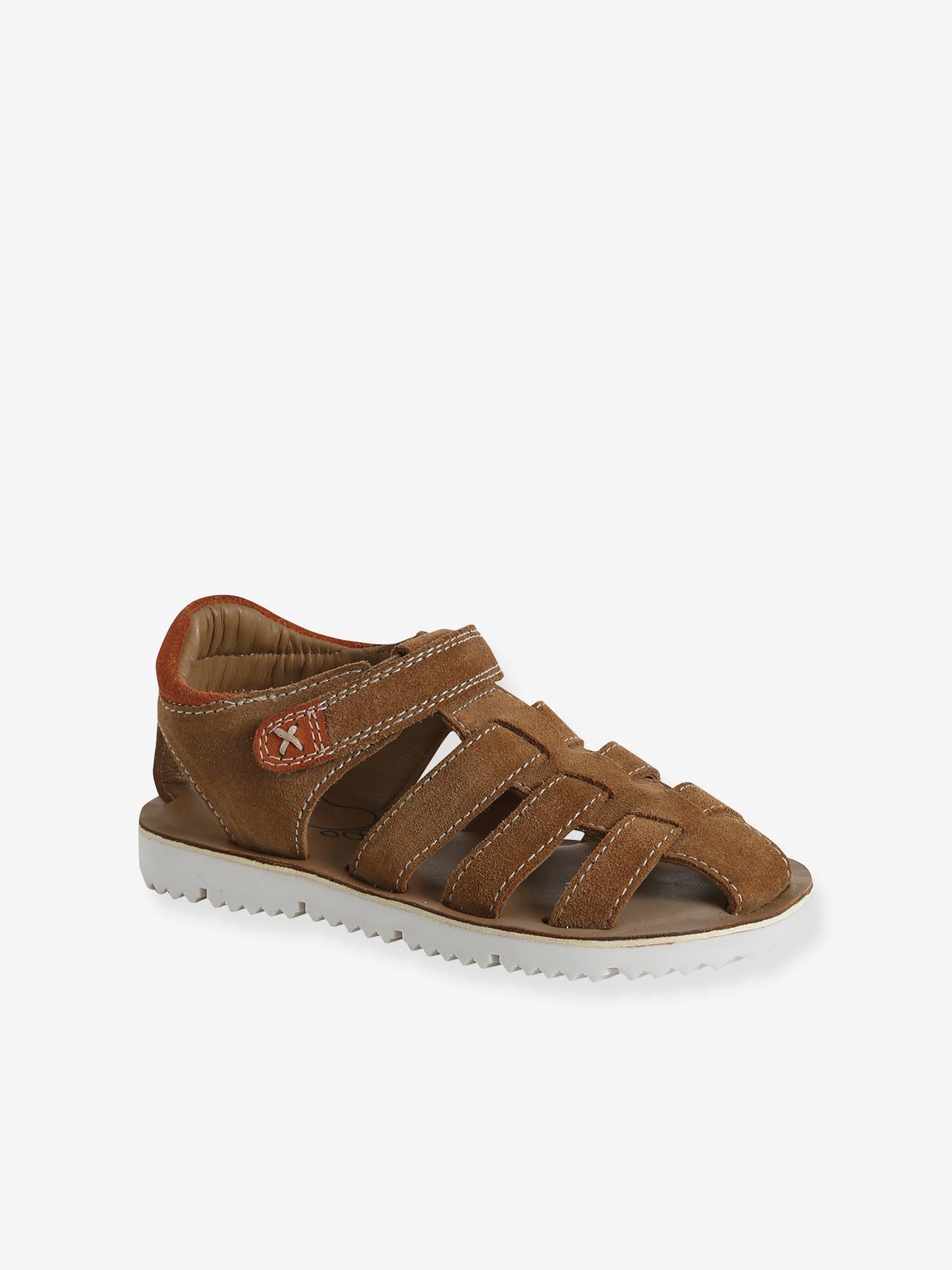 Sandales scratchées cuir enfant collection maternelle camel