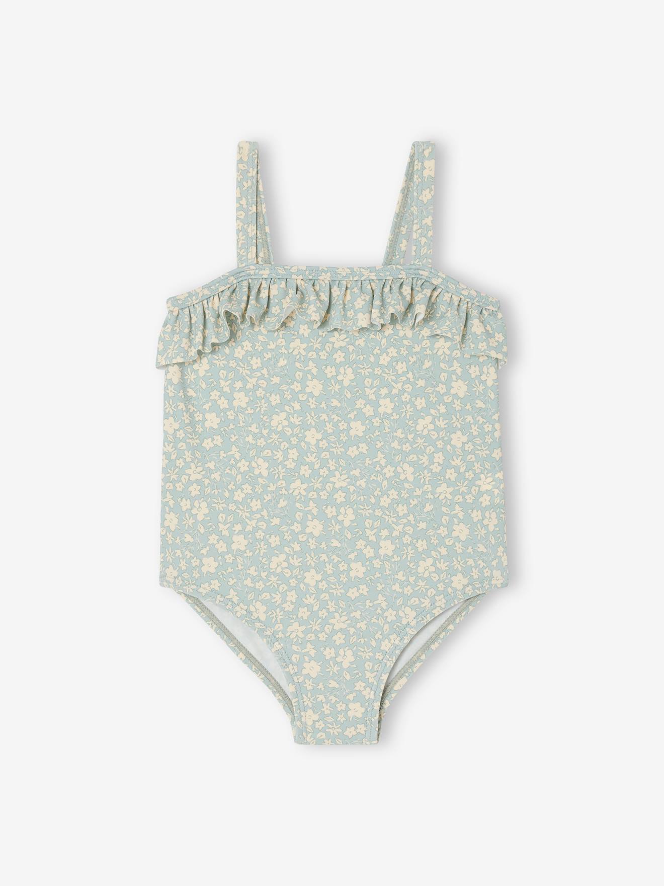 Maillot de bain 1 pièce bébé fille vert sauge