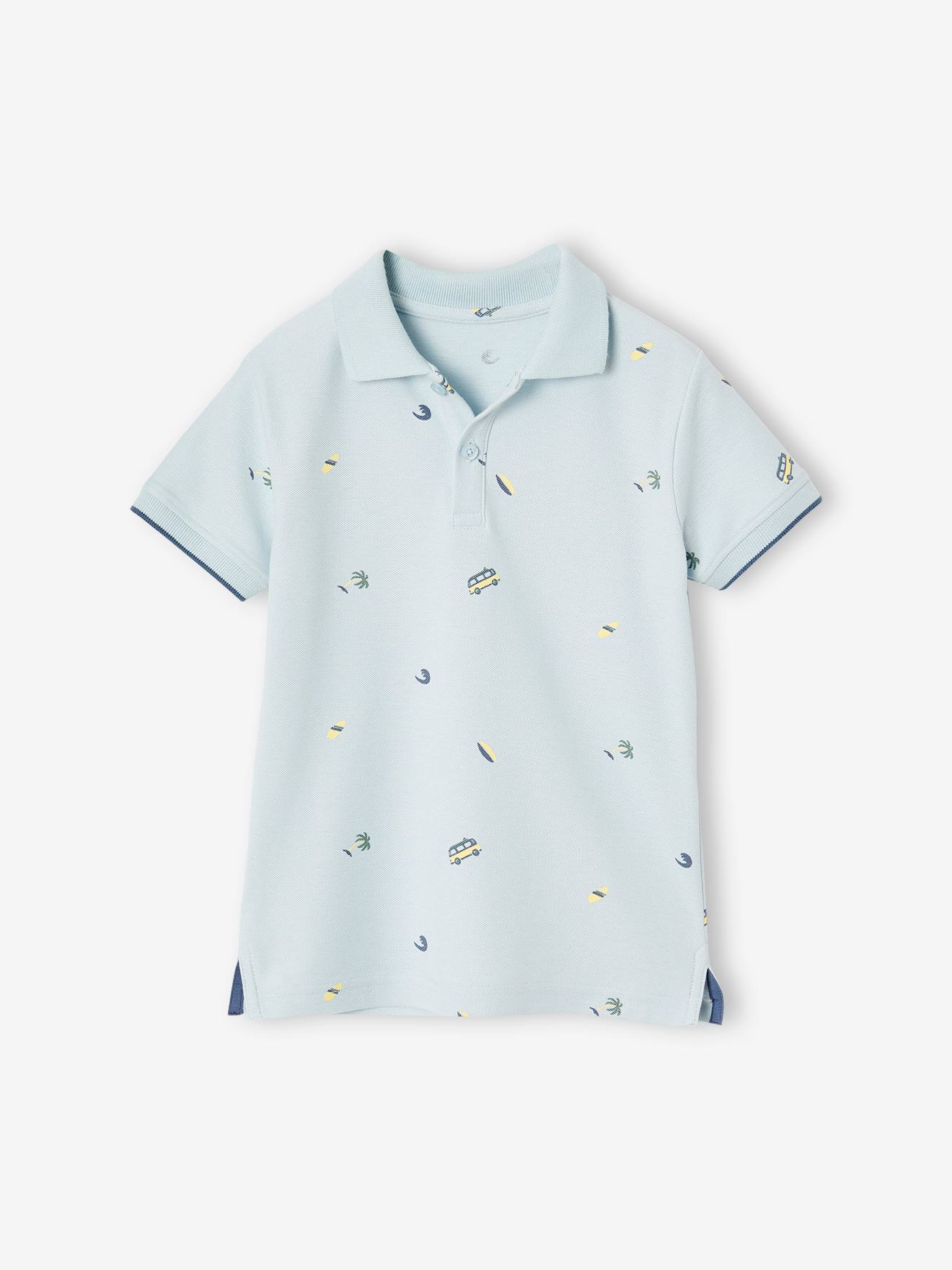 Polo imprimé garçon bleu ciel