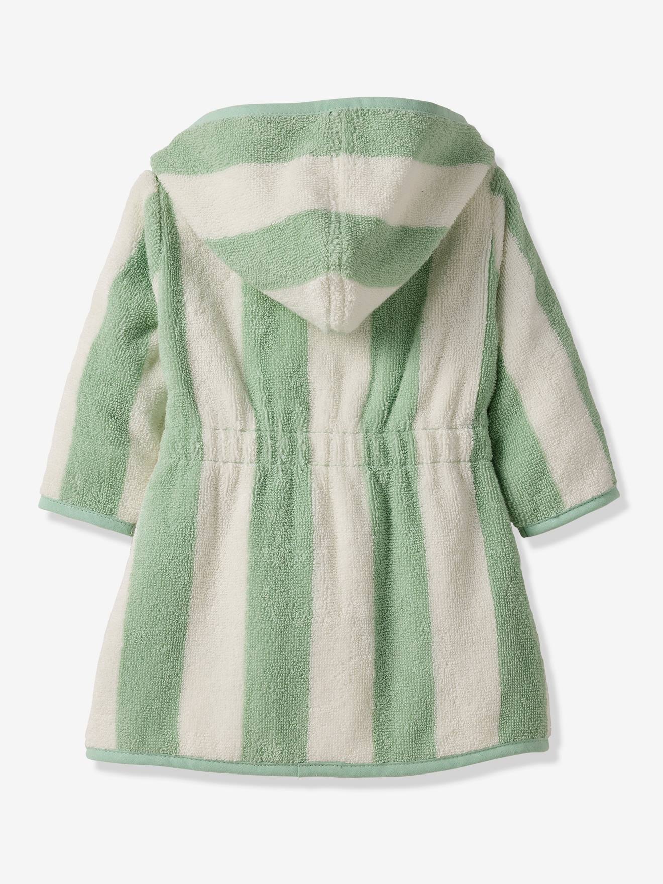 Peignoir de bain Bb rayures TRANSAT capsule famille personnalisable avec coton recycl ray vert 19 €