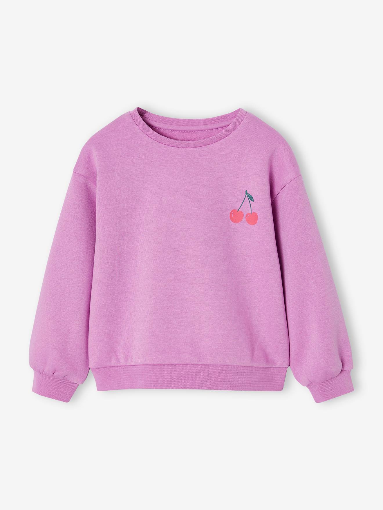 Sweat motif placé fille violet