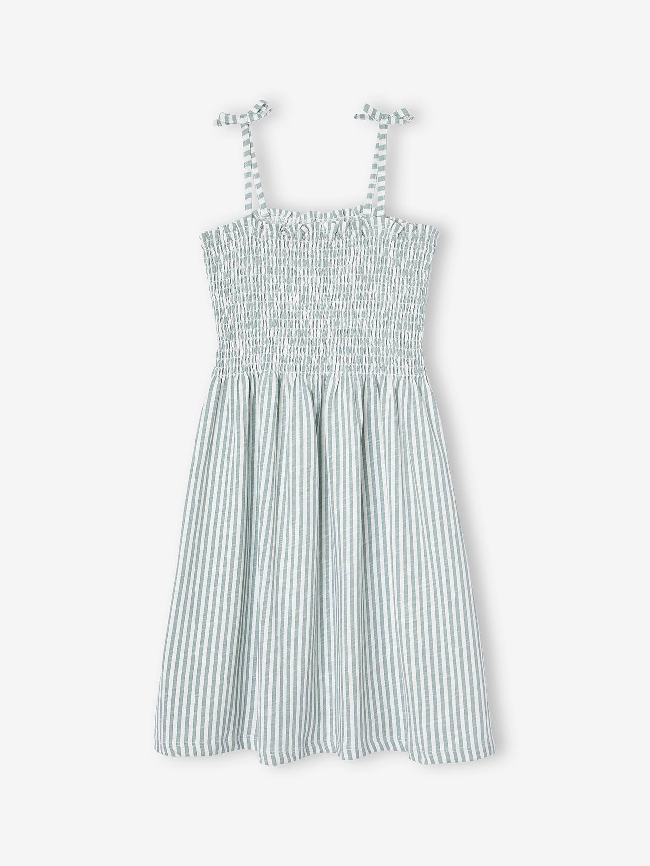 Robe smockée à bretelles fille écru