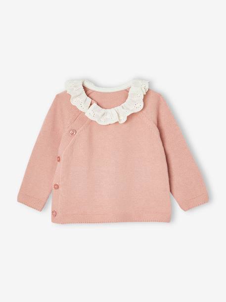 Bébé-Pull, gilet, sweat-Pull naissance fille col en broderie anglaise