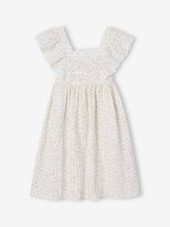 -Robe de cérémonie en gaze de coton fille manches en broderie anglaise