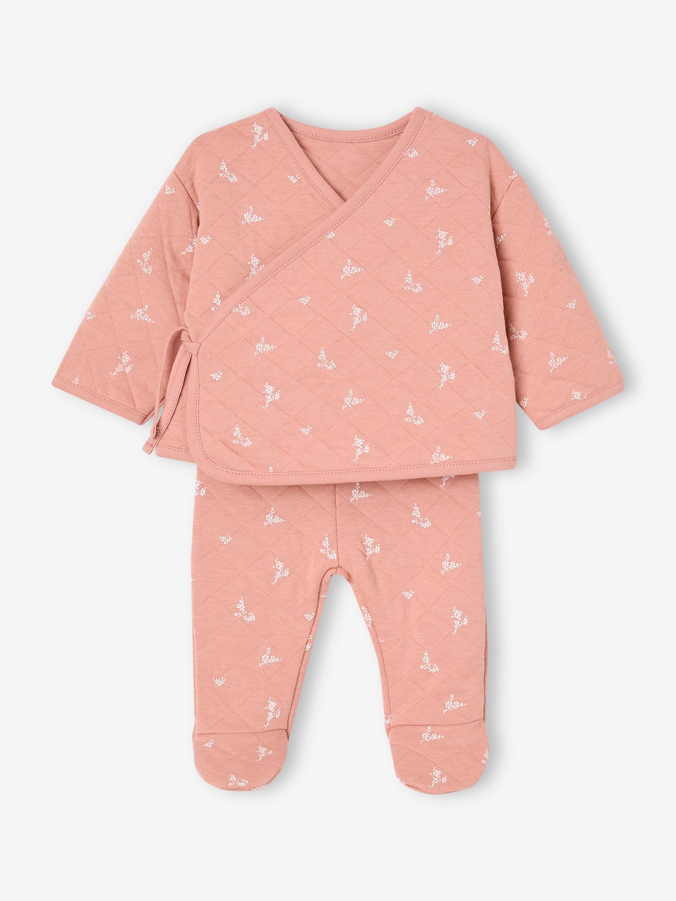 Ensemble naissance fleuri rose