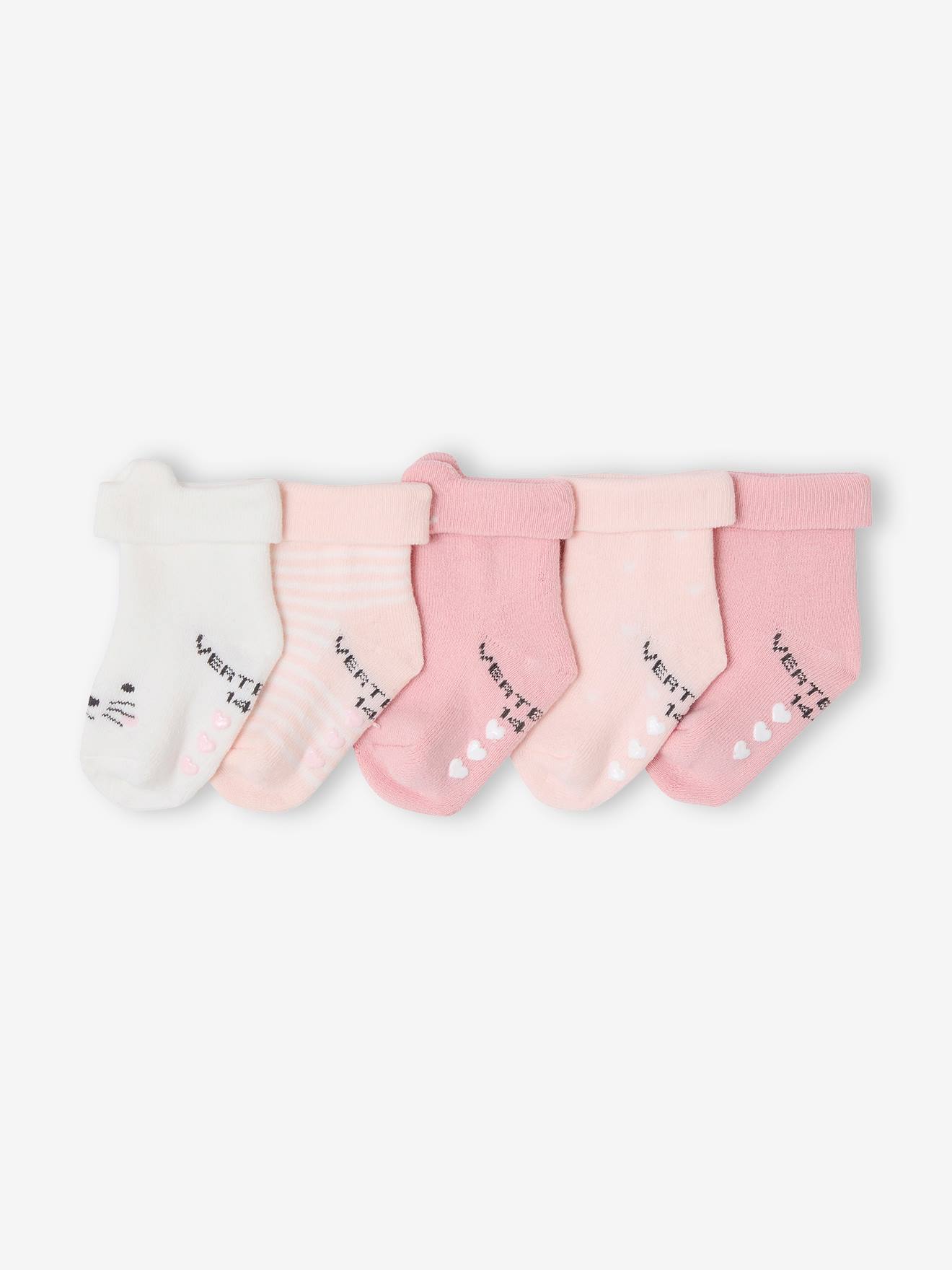 Lot de 5 paires de chaussettes "chat" bébé assorties (Vertbaudet) - Image 1