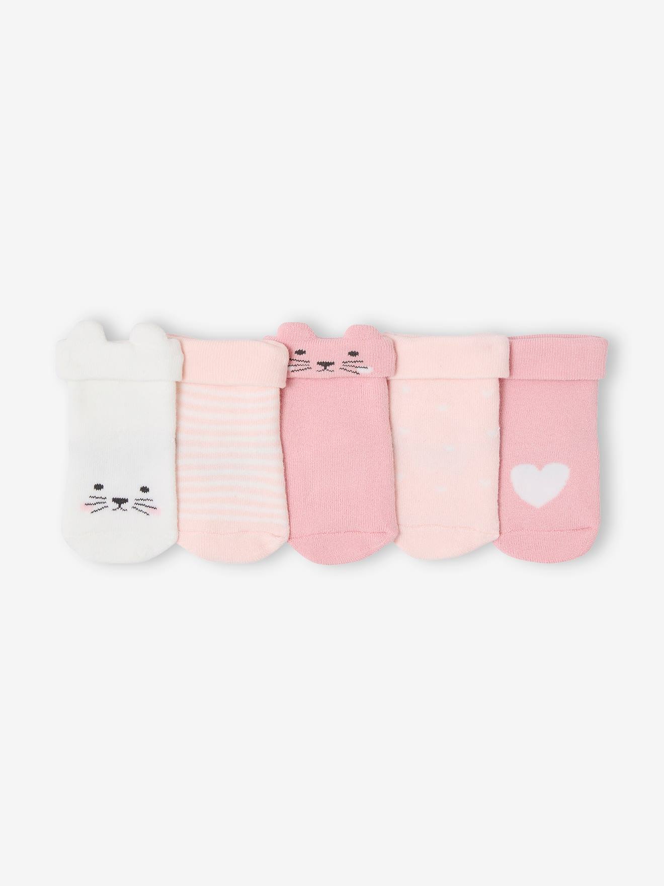 Lot de 5 paires de chaussettes chat bébé assorties
