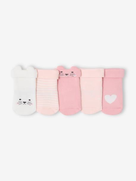 Vertbaudet - Lot de 5 paires de chaussettes "chat" bébé assorties