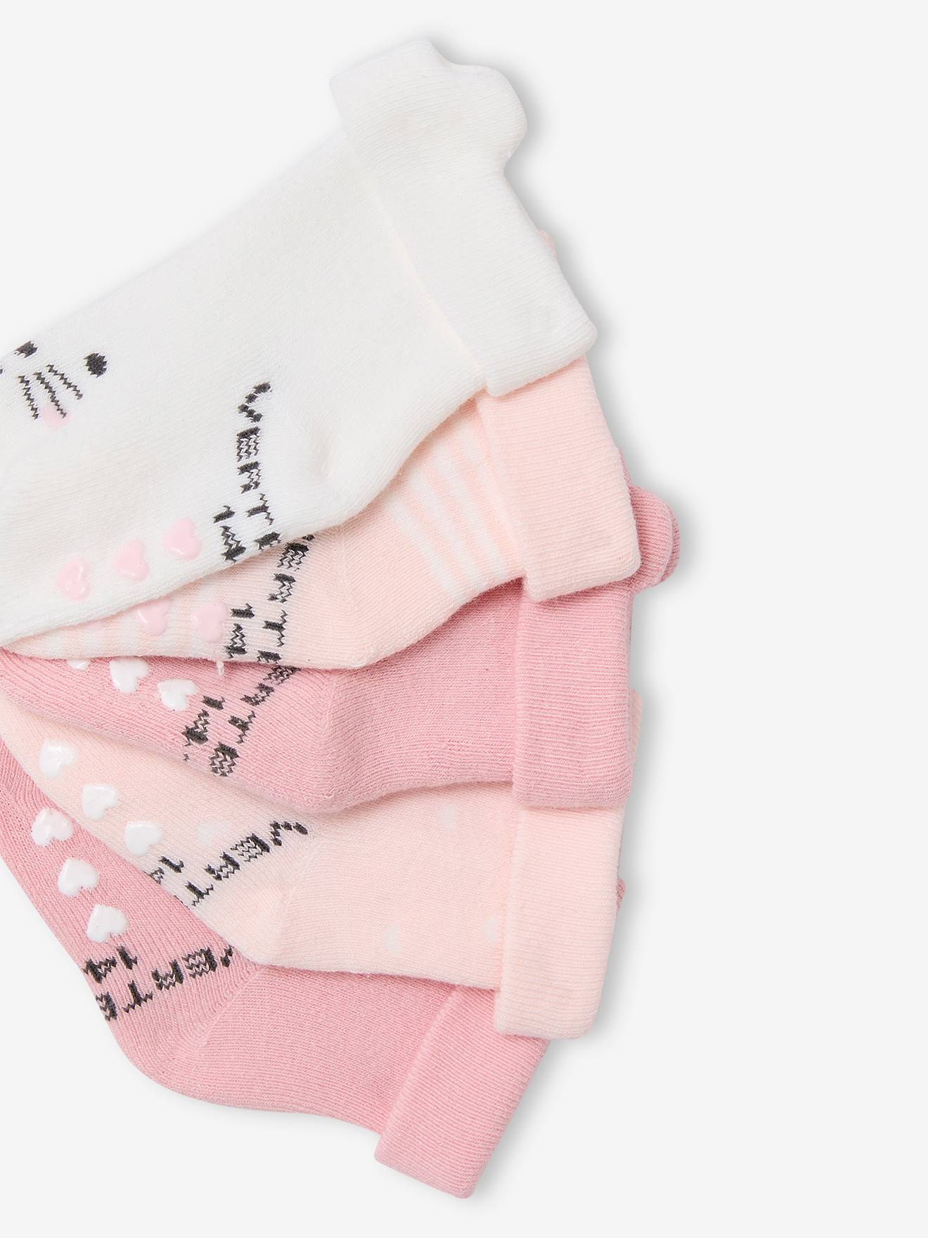 Lot de 5 paires de chaussettes "chat" bébé assorties (Vertbaudet) - Image 2