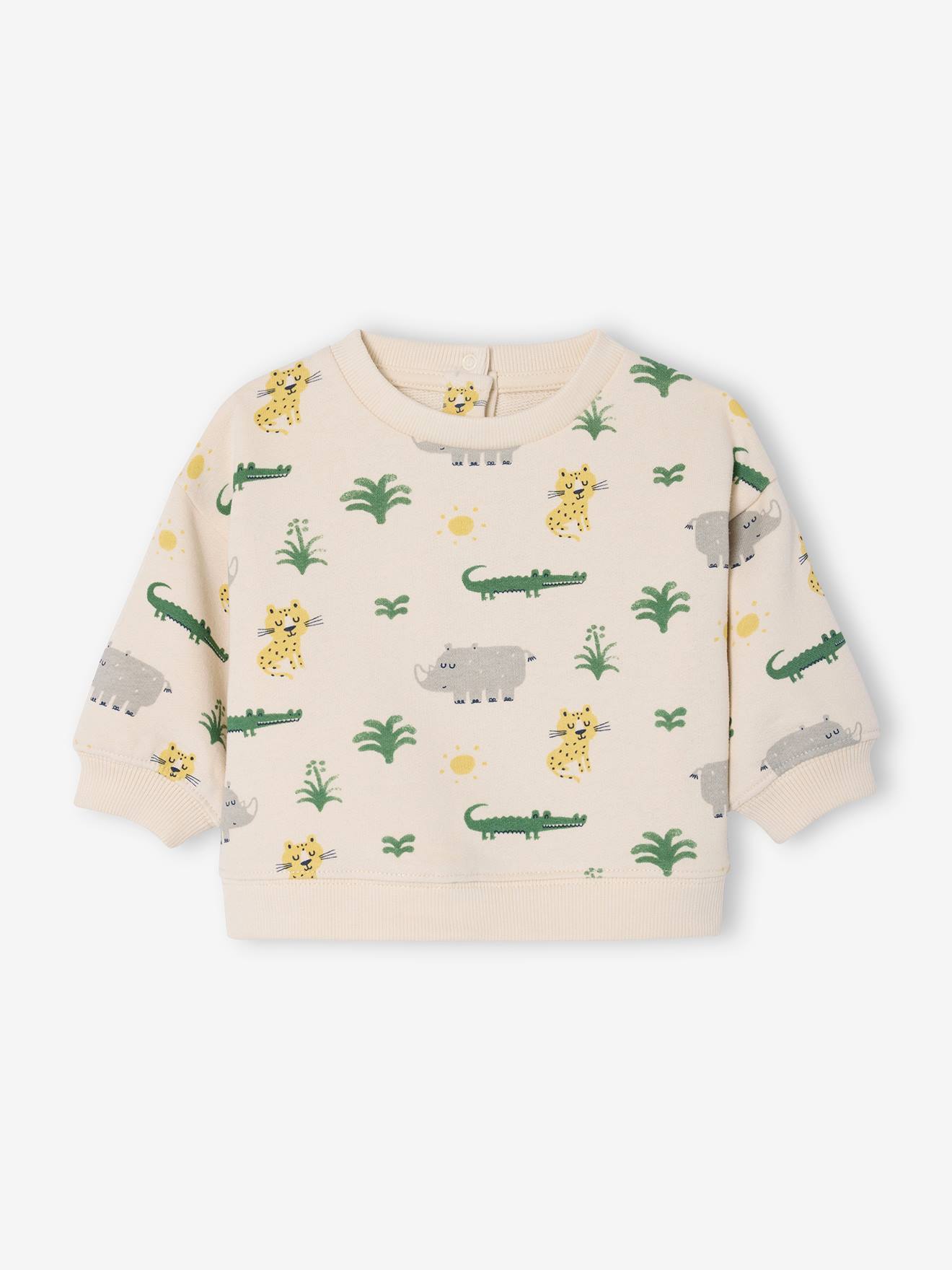 Sweat motifs animaux bébé vanille