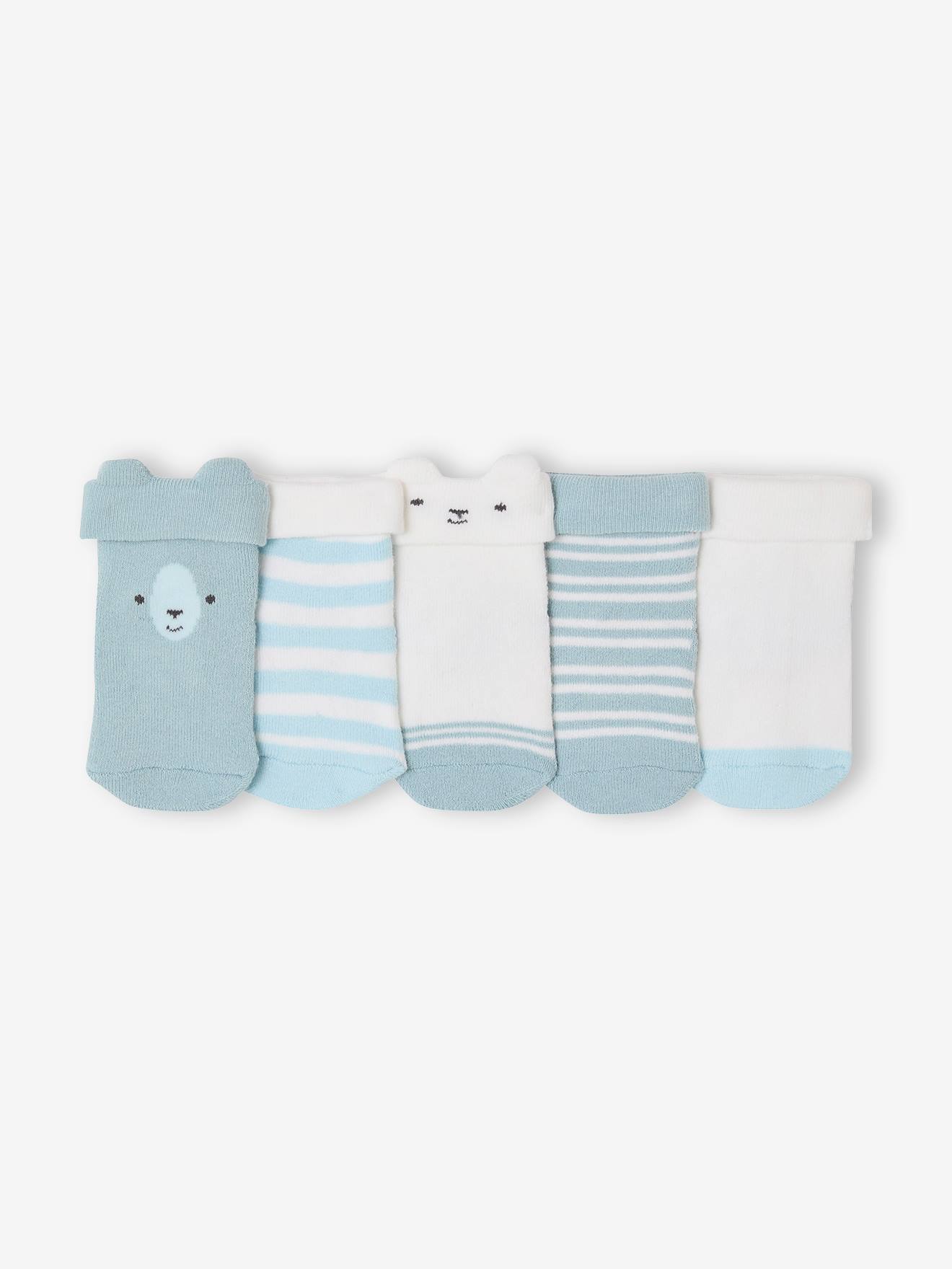 Lot de 5 paires de chaussettes ourson bébé assorties
