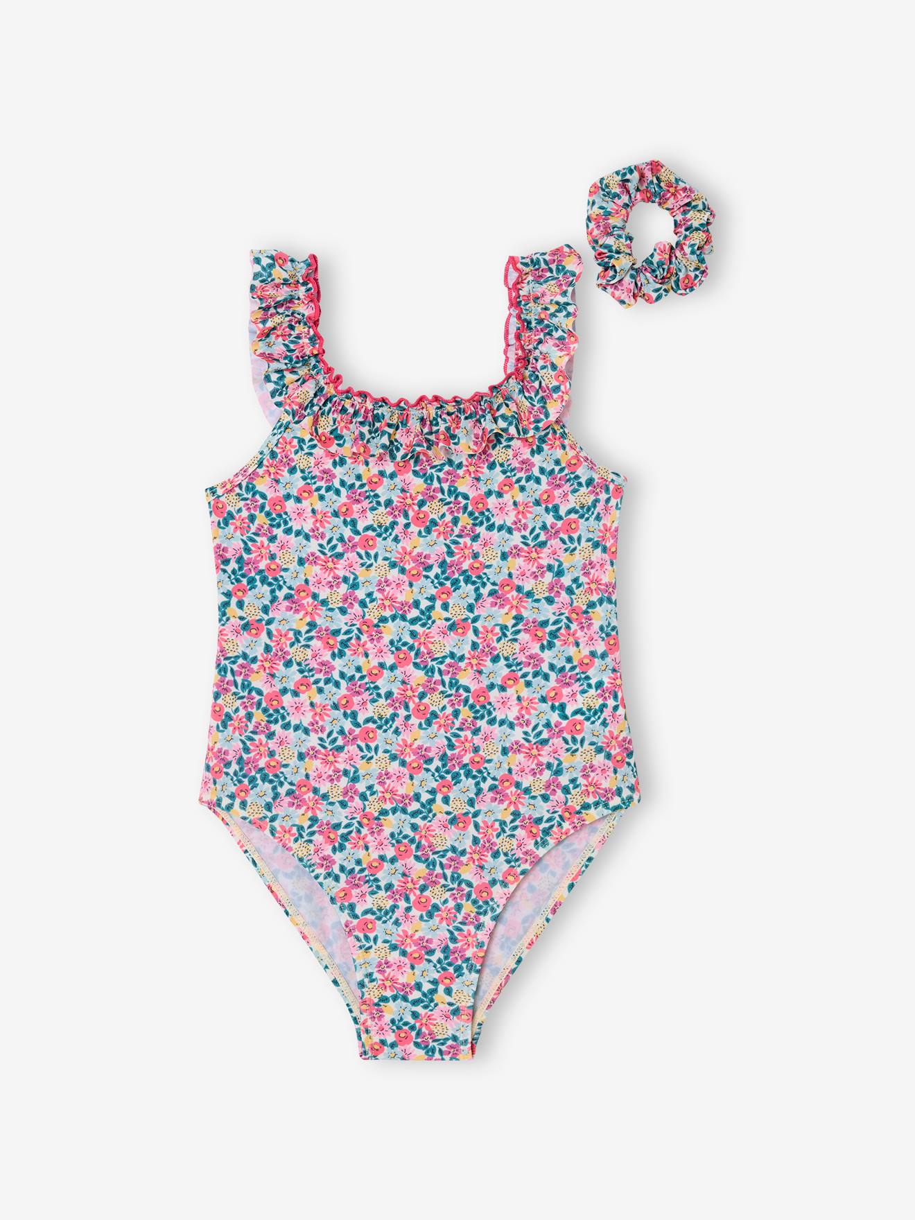 Maillot de bain 1 pièce imprimé fleuri fille imprimé
