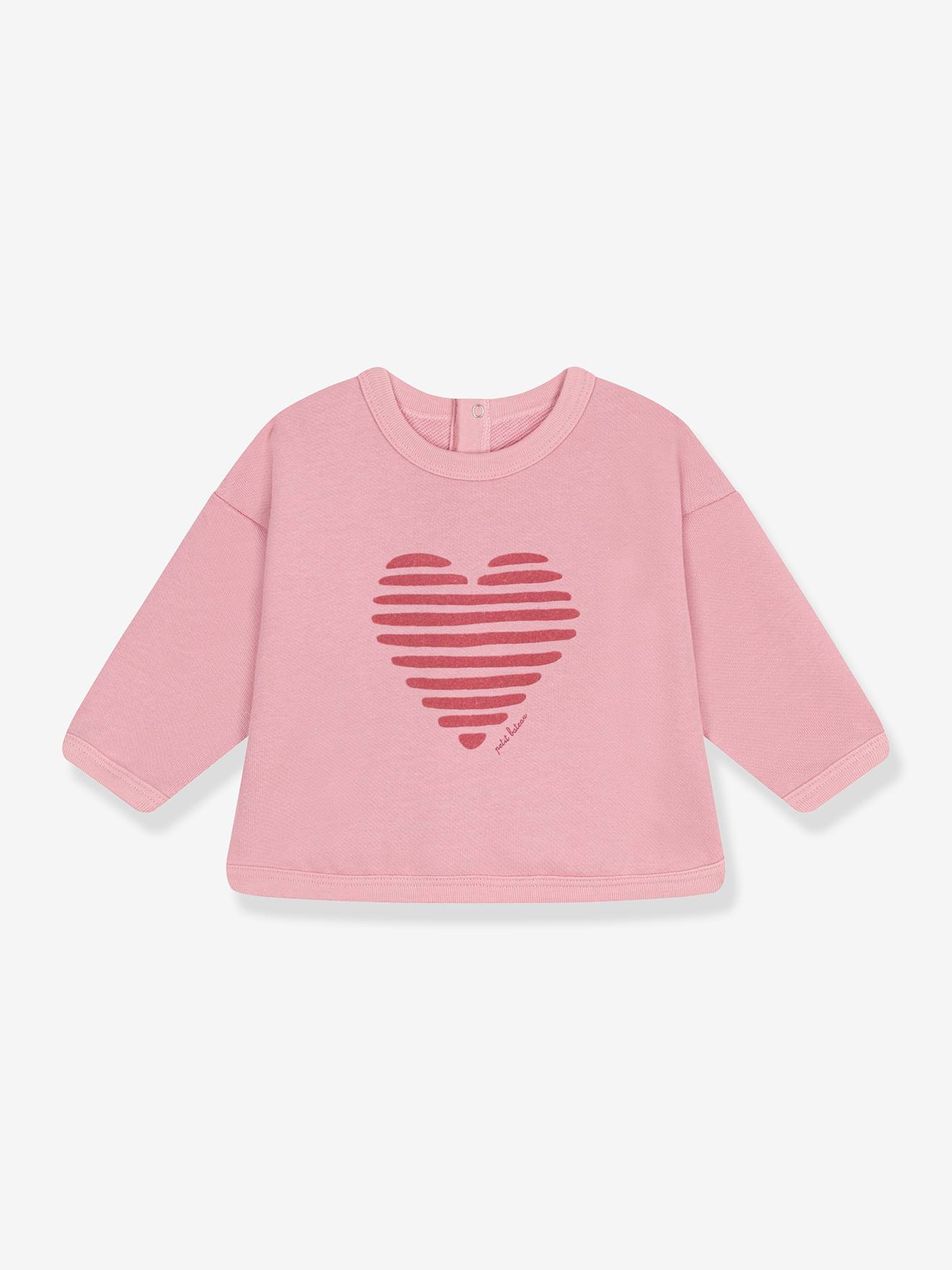 Sweat bébé en coton uni rose