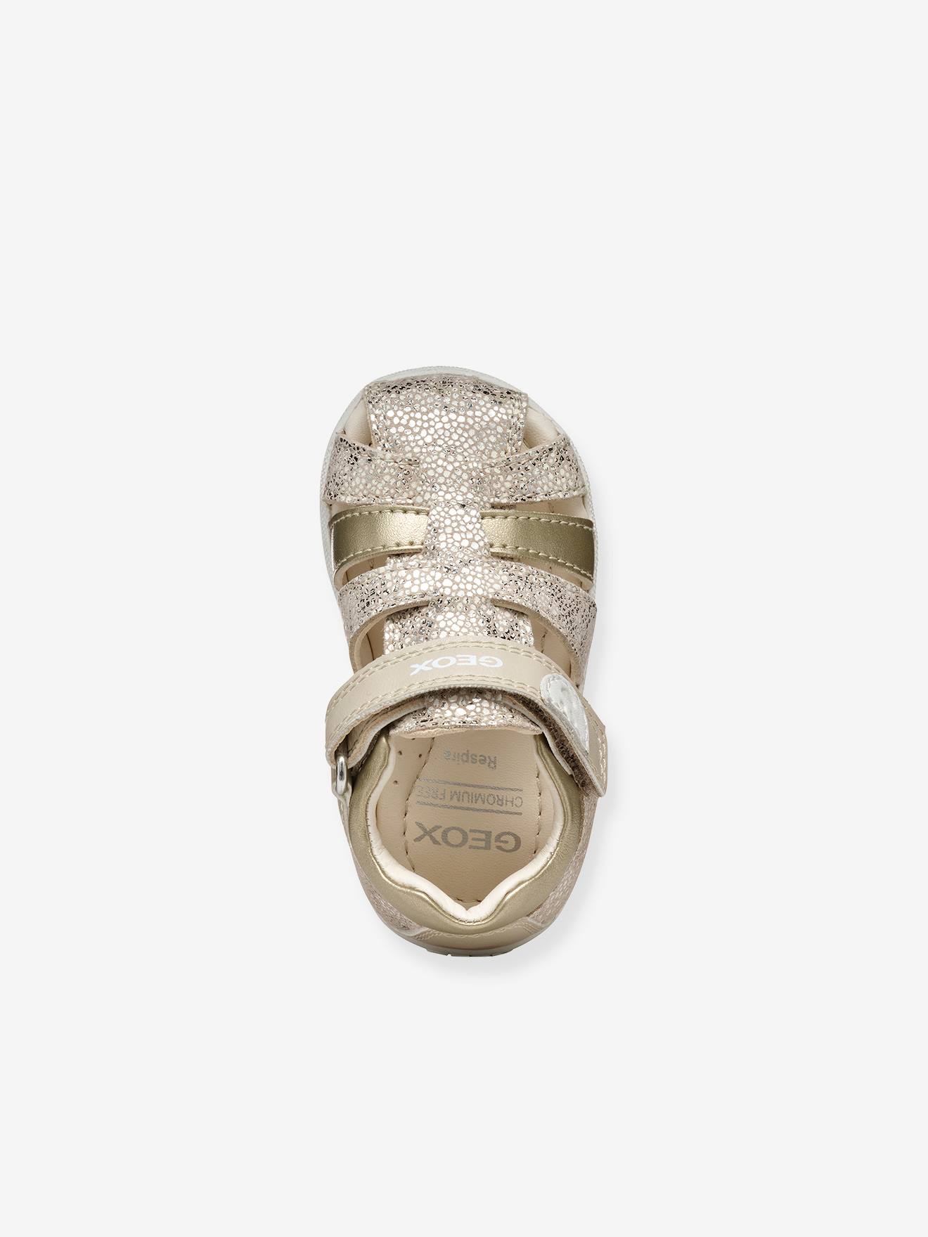 Sandales Geox Fille Macchia - Cuir Souple, Semelle Respirante - Scratch Et Bout Fermé - Confort été