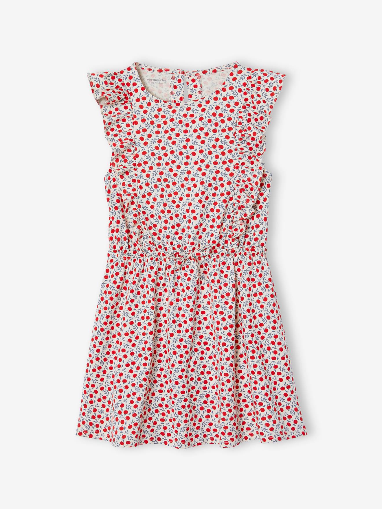 Robe imprimée manches volantées fille vanille