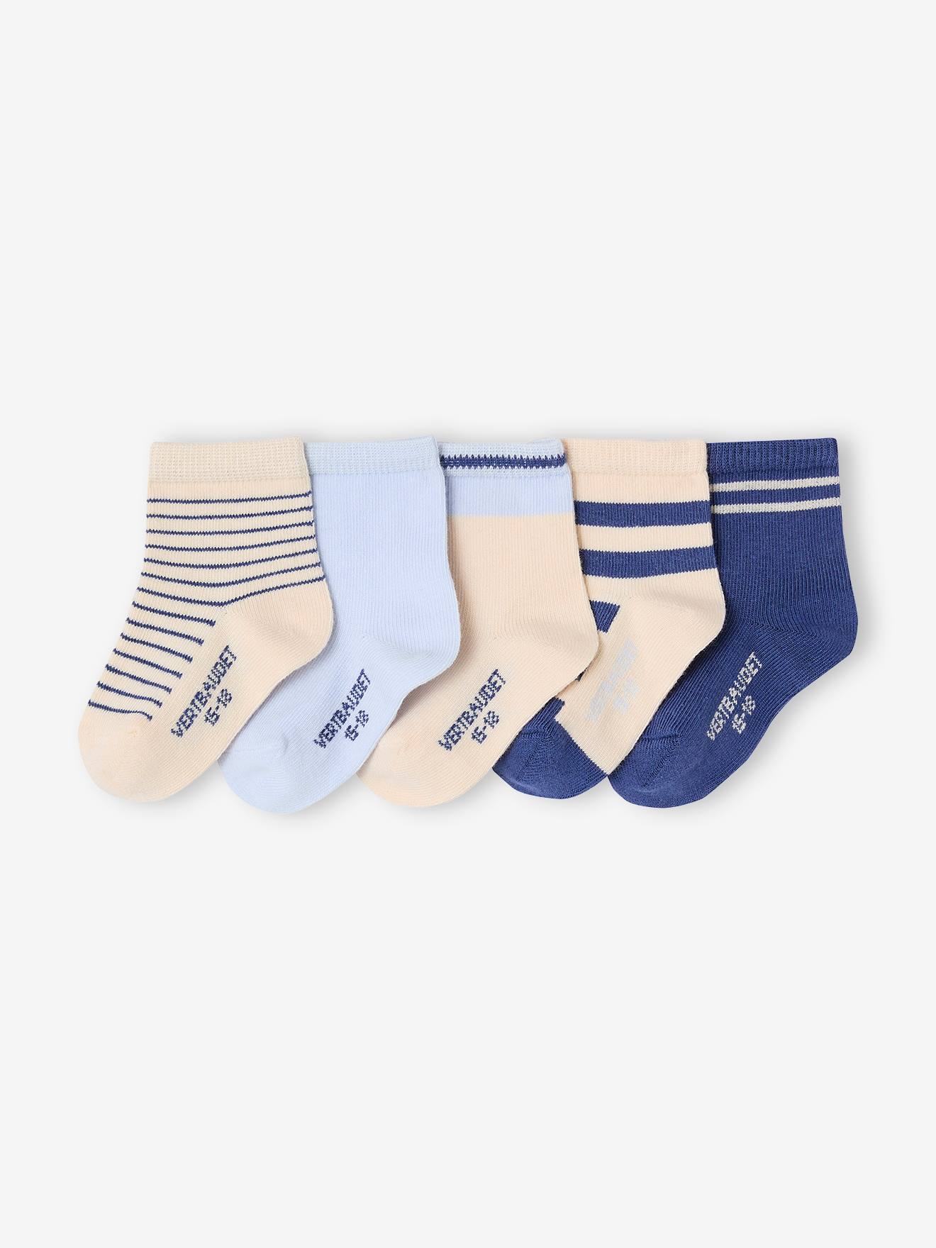 Lot de 5 paires de chaussettes bébé BASICS bleu